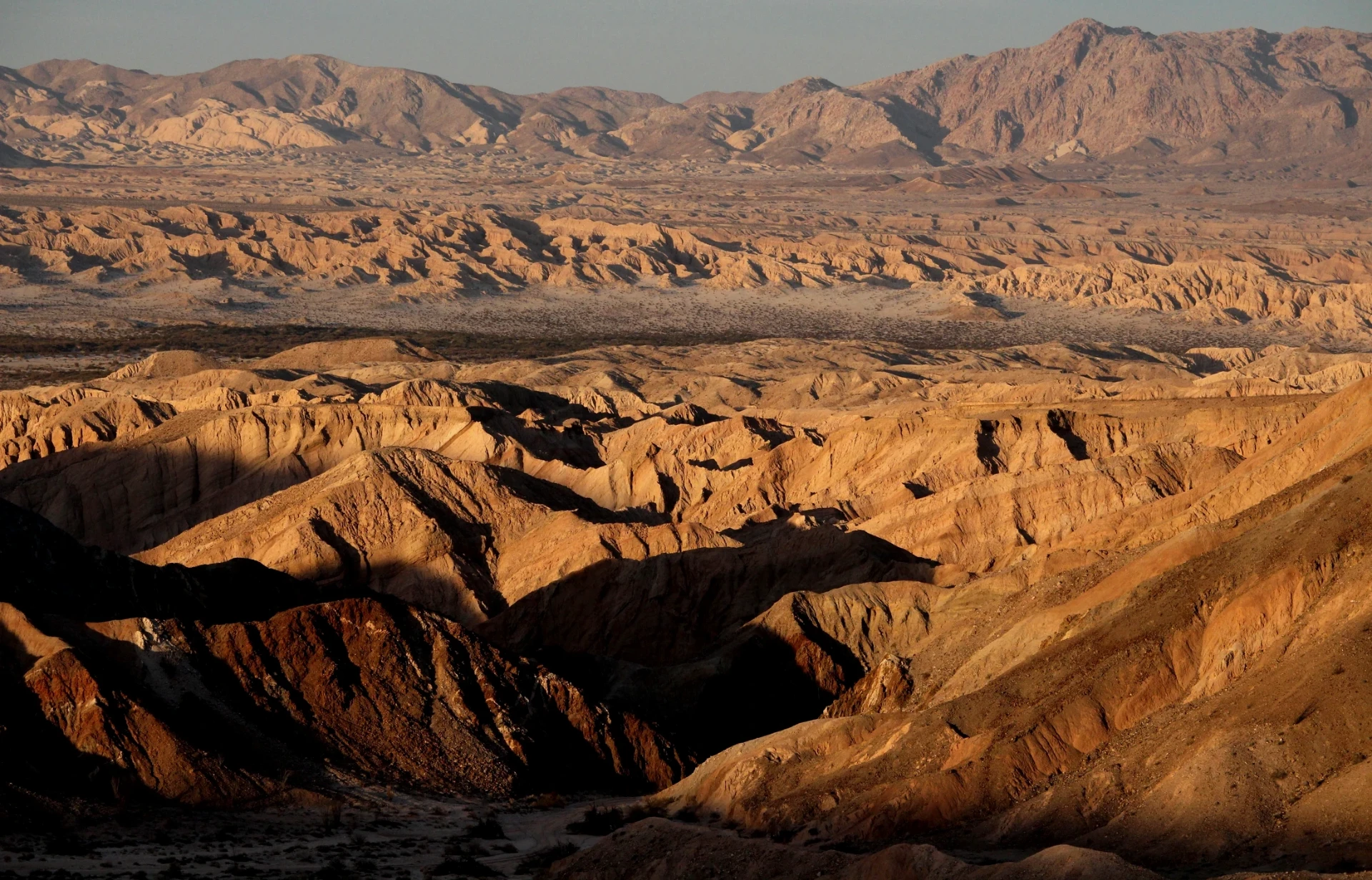 Anza-Borrego badlands at sunset