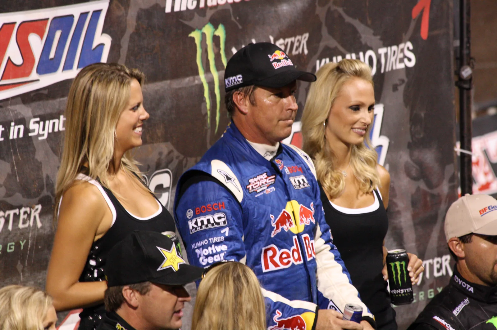 Rick Johnson on the podium in Red Bull colors